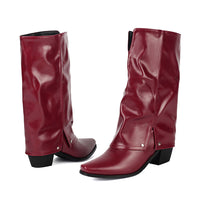 Retro Chunky-heeled Booties For Women