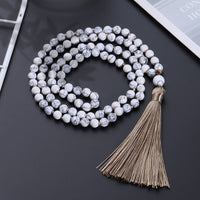 New Chinese-style 108-bead Natural White Turquoise Necklace