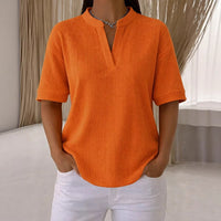 Waffle-knit Loose Casual Short-sleeve T-shirt