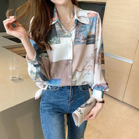 Womens Loose-fitting Long-sleeve Blouse