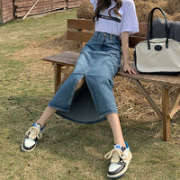 Female Skirt High Waist Retro Blue Denim Skirt