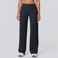 Double-sided Brushed Solid-color High-waisted Loose-fitting Breathable Yoga Wide-leg Pants