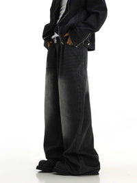 Retro Washed Jeans Men's Straight Casual Wide-leg Pants