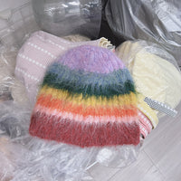 Striped Knitted Fisherman Hat Women's Autumn And Winter Warm Earlap Woolen Hat