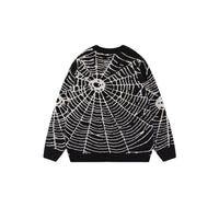Dinified Hip Hop Niche Spider Web Jacquard Sweater