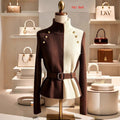 Dual-color Patchwork Button Sweater Turtleneck Pullover Inner Wear Sweater