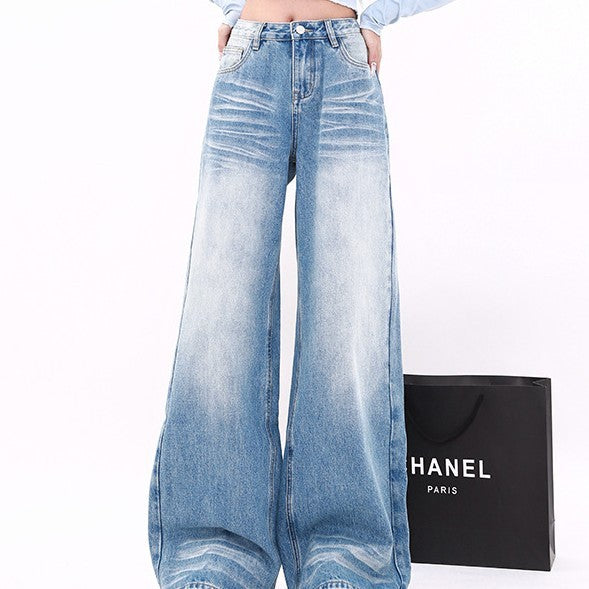 Narrow High Waist Straight Mop Pants