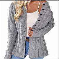 Women's Single-breasted Casual Long-sleeved Knitted Cardigan