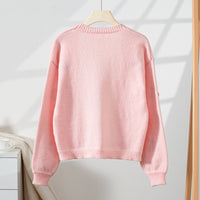 Cherry Embroidery Women's Sweater Cardigan Elegant