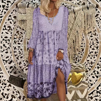 Long-sleeve Printed New Round-neck Dress For Women