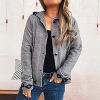 Retro Pattern Cute Love Button Lapel Long Sleeve Sweater