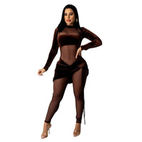 Sexy Mesh Velvet Stitching Solid Color Jumpsuit
