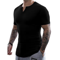 Fashion Men's Sunken Stripe Casual T-shirt Top