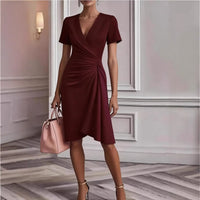 Solid-color Short-sleeve Dress Womens Style
