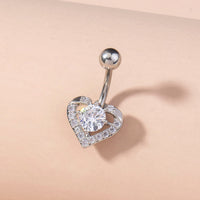 Heart-shaped Round Zircon Navel Ring Navel Nail Puncture