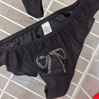 Rhinestone T-back Hot Drilling Ice Silk Satin Underwear