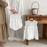 Baby Summer Baby Girl Waffle Lace Romper