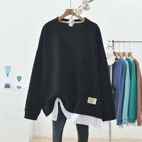 Waffle Stitching False Two-piece Sweaters Women's Autumn Loose Oversized Long Sleeves V-neck