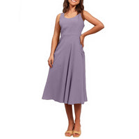 Pocketless Sleeveless Crew-Neck Elegant Womens Dress