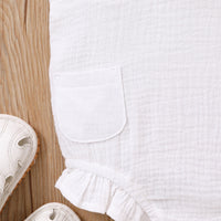 Bubble Cotton Square Collar Flounced Sleeve Sleeve Romper