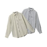 European And American Striped Shirt Women's Autumn Winter Retro Fashion
