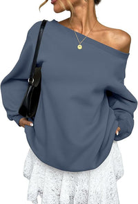 Sweaters Women's Clothing Solid Color Diagonal Collar