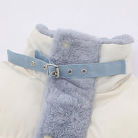 Color Contrast Patchwork Plush Stand-up Collar Cotton-padded Coat Men