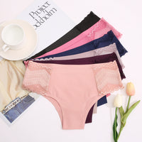 Lace Stitching Women's Cutout Seamless Low Waist Thong