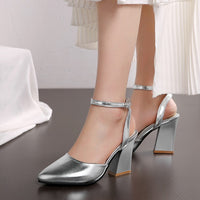 Women's Thick High Heel Pump Pointed Sandals