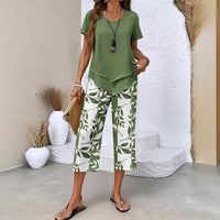 Elegant High-waisted Wide-leg Pants Two-piece Set