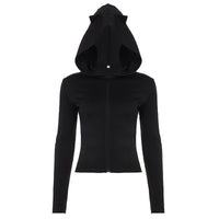 Dark-style Little Devil Hoodie With A V-neck And Long Sleeves