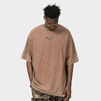 American Retro Trendy Washed Distressed Short Sleeve