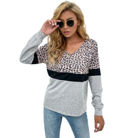Leopard-print V-neck Casual Top For Women