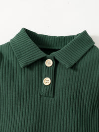 Baby Boy Cotton Hollow Striped Polo Shirt Trousers Suit