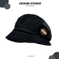 Japanese-style Retro Brown Corduroy Fishermans Hat With A Folded Brim