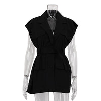 Sleeveless Workwear Shirt With Multiple Pockets Loose-fit Top