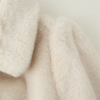 Lapel Women's Casual Slim-fit Solid Color Belt-effect Faux Fur Coat