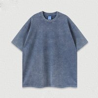Water-washed Printed Heavyweight Pure Cotton Regular-shoulder Short-sleeve T-shirt