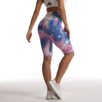 European And American Ink Jacquard Tie-dyed Bubble Short Yoga Pants Fitness Exercise