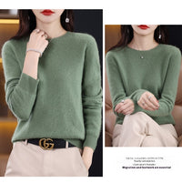 Pure Wool Sweater Crew Neck Pullover Sweater Loose Bottoming Shirt