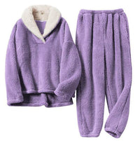 Coral Fleece Pajamas Women Autumn And Winter Pajamas Set Thickened Home Service