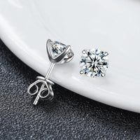 Classic Four Claw Moissanite Stud Simple And Stylish Sterling Silver GoldPlated Earrings