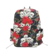 Funny Skull And Rose Hooded Canvas Backpack