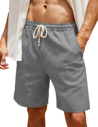 Men's Cotton And Linen Lace-up Plus Size Pocket Casual Shorts