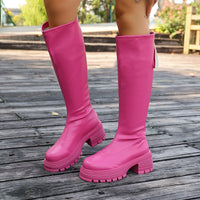 Women's Knee-high White Platform Boots