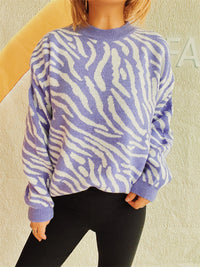 Commuter Knitted Two-piece Zebra Pattern Contrast Color