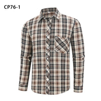 Men's Casual Plus-Size Long-Sleeve Plaid Shirt