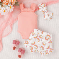 Infant Toddler Romper Rainbow Printing Shorts Two-piece Suit
