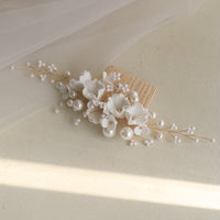 Ceramic Flower Hair Comb Bride Simplicity