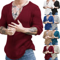 Men's Casual Autumn And Winter Deep V-neck Slim-fit Long Sleeve Solid Color Knitted Bottoming Shirt
